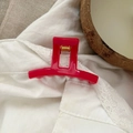Vibrant red 5cm hair claw clip with glossy finish on a white lace fabric background - 5.2cm / Red