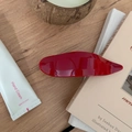 Polished red hair claw clip in large minimalist crescent design on wooden surface - 11.5CM / Red