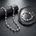 Parure bijoux dés argentés avec étoiles gravées sur le collier et le bracelet assorti - Ensemble Collier Bracelet (L818+S818)