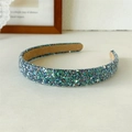 Detail of the glittering sequins on the blue and purple headband with non-slip lining - Glitter Navy Blue