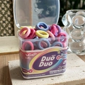 Colorful elastic hair ties for kids in a transparent box, made of high-stretch fiber - Blue and Purple