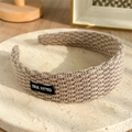 Vintage knitted wide headband in beige brown featuring a stitched True Fitted tag - Khaki