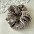 Leopard print organza hair scrunchie with a double-layer design and iridescent mesh finish - Large Double-layer Light Coffee Leopard