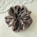 Elegant bronze leopard print mesh scrunchie with a shimmering organza texture - Large Double-layer Dark Coffee Leopard