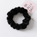 Minimalist elastic black velvet scrunchie for women with rich pleated texture - Black