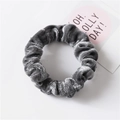 Elastic dark grey velvet scrunchie for women with high quality soft fabric texture - Gray