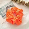 Neon orange oversized scrunchie made of textured fabric for ponytail hair ties - Neon Orange Red