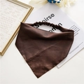 Elastic ponytail ribbon scrunchie in coffee brown silk satin with triangle headwrap design - Satin Dark Coffee Headscarf