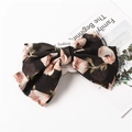 Black chiffon bow hair clip with pink floral patterns in a Korean style design - Black Tulip