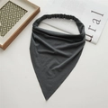 Elastic dark gray triangle bandana hair tie with knitted texture and scrunchie band - Cotton Headscarf Dark Gray