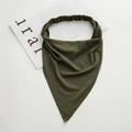 Elastic dark green knit triangle headband with textured fabric and black back band - Cotton Headscarf Dark Green