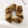 Caramel velvet hair scrunchie with soft pleated texture for women ponytail styling - 5# Coffee