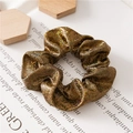 Sparkly gold glitter scrunchie hair tie with metallic finish for women's hair styling - Dark Coffee