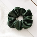 Dark green velvet scrunchie for women with high-elasticity hair tie and soft texture - Dark Green #10