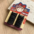 Elastische schwarze Haargummis für Kinder auf dekorativer Cartoon-Verpackungskarte - Schwarz (56 Stück)