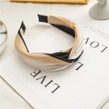 Modisches Farbblock-Knoten-Stirnband in Beige, Hellgrau und Schwarz aus Stoff - Schwarz und Grau