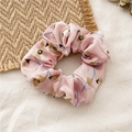 Chouchou élégant en soie rose avec imprimé floral vintage pour coiffure féminine - Rose Satin