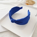 Cerchietto largo in tessuto con nodo incrociato in blu reale per donna - Blu Fluorescente