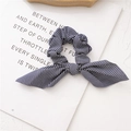 Elastico per capelli con orecchie di coniglio a strisce blu navy e bianche in cotone - Riga Sottile Nero