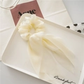 Elegant cream chiffon hair scrunchie with long ribbons and a soft pleated texture - Off White
