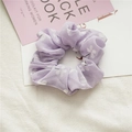 Elastico scrunchie lilla con motivi a trifoglio bianco per acconciature da donna - Fiore a Quattro Petali Viola