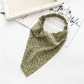 Florales elastisches Kopftuch in Moosgrün mit orangefarbenen Blumen im Vintage-Stil - Grüne Blumen