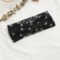 Bandeau à nœud élastique avec imprimé paisley noir, accessoire de cheveux style bohème chic - Noir Large Paisley