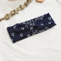 Bandeau croisé bleu marine au motif paisley bohème en maille élastique pour femme - Bleu Marine Large Paisley