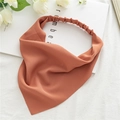 Elastic burnt orange triangle hair scarf headband in soft chiffon fabric - Brown