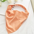Elastic apricot triangle headscarf with ruched back and smooth silk-like finish - Orange