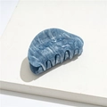 Blue and white marble acrylic hair claw clip with elegant acetate texture for women - Oval Blue