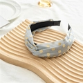 Schicker hellblauer breiter Haarreif mit gelben Punkten und elegantem Knotendesign - Hellblau