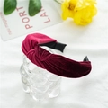 Deep burgundy velvet knotted headband with wide brim and comfortable non-slip lining - Burgundy