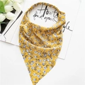Yellow floral print triangle hair scarf with elastic band for a vintage summer look - Yellow Rose Bandana
