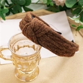 Stylish burgundy knitted knot headband with dense texture and soft black lining - Knitted Dark Coffee