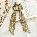 Coletero vintage verde con estampado de rosas rojas y cintas largas colgantes - Nudo / Rosa Verde