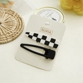 Lot de pinces à cheveux à damier avec clips rectangulaires et en goutte sur carte déco - Triangulaire À Damiers Noir Et Blanc