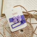 Set di fermagli per capelli viola con fiocco e design geometrico opaco - Stile Fiocco Rettangolare / Viola (Fiocco Rettangolare)