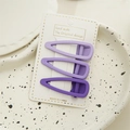 Three-piece matte purple gradient teardrop hair clips set on a white display card - Waterdrop Shape Hair Clip / Purple Series Hollow Triangle