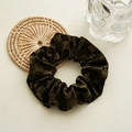 Classic checkered scrunchie in deep black satin finish for vintage hair styling - Checkerboard Dark Army Green