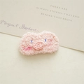 Pink handmade crochet pig BB hair clip made of soft lamb wool with blue embroidery - Pink Pig
