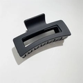 Detail of 11cm matte black oversized rectangular hair claw clip with frosted texture - 11cm / 11cm Rubber Paint Black