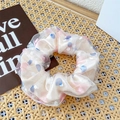 Elastico per capelli in tulle crema a doppio strato con stampa floreale e alta elasticità - Rosa
