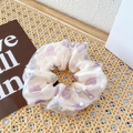 Elastico per capelli in rete a doppio strato con cuori blu e viola su tessuto crema - Viola