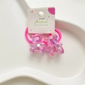 Pink jelly acrylic bear hair ties for girls featuring iridescent translucent finish - Pink Bear