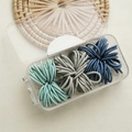 Élastiques à cheveux bleus et gris haute élasticité dans une boîte de rangement - 90 Pièces / Bleu sarcelle