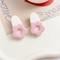 Set de pinzas para el cabello con flores rosas y base blanca para un peinado dulce - Clip Blanco Crema