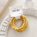 Lot de 5 élastiques à cheveux tressés jaune bonbon haute élasticité sur carte support - Style Tressé Nervuré / Jaune