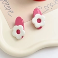 Set de pinzas para el pelo con flores rosa y blanco estilo profiterol para peinado dulce - Clip Rosa Fucsia