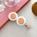 Cute fried egg hair clip with felt texture and beige duckbill base for women and girls - Fish Cake Shape